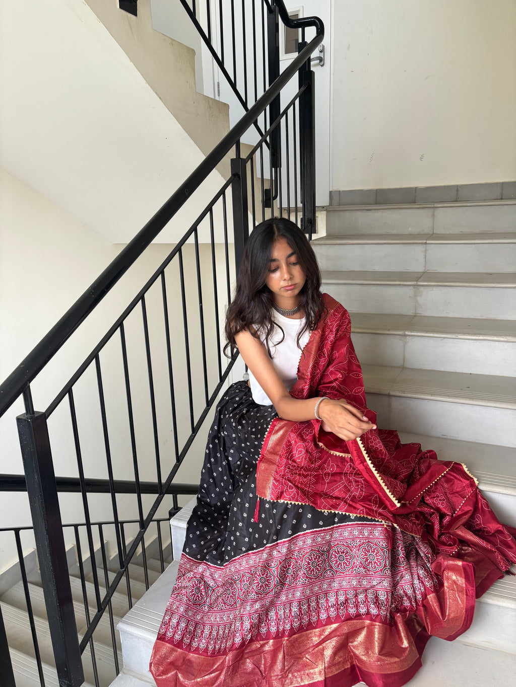 ZAVE - Regal Radiance Black & Maroon Chaniya Choli