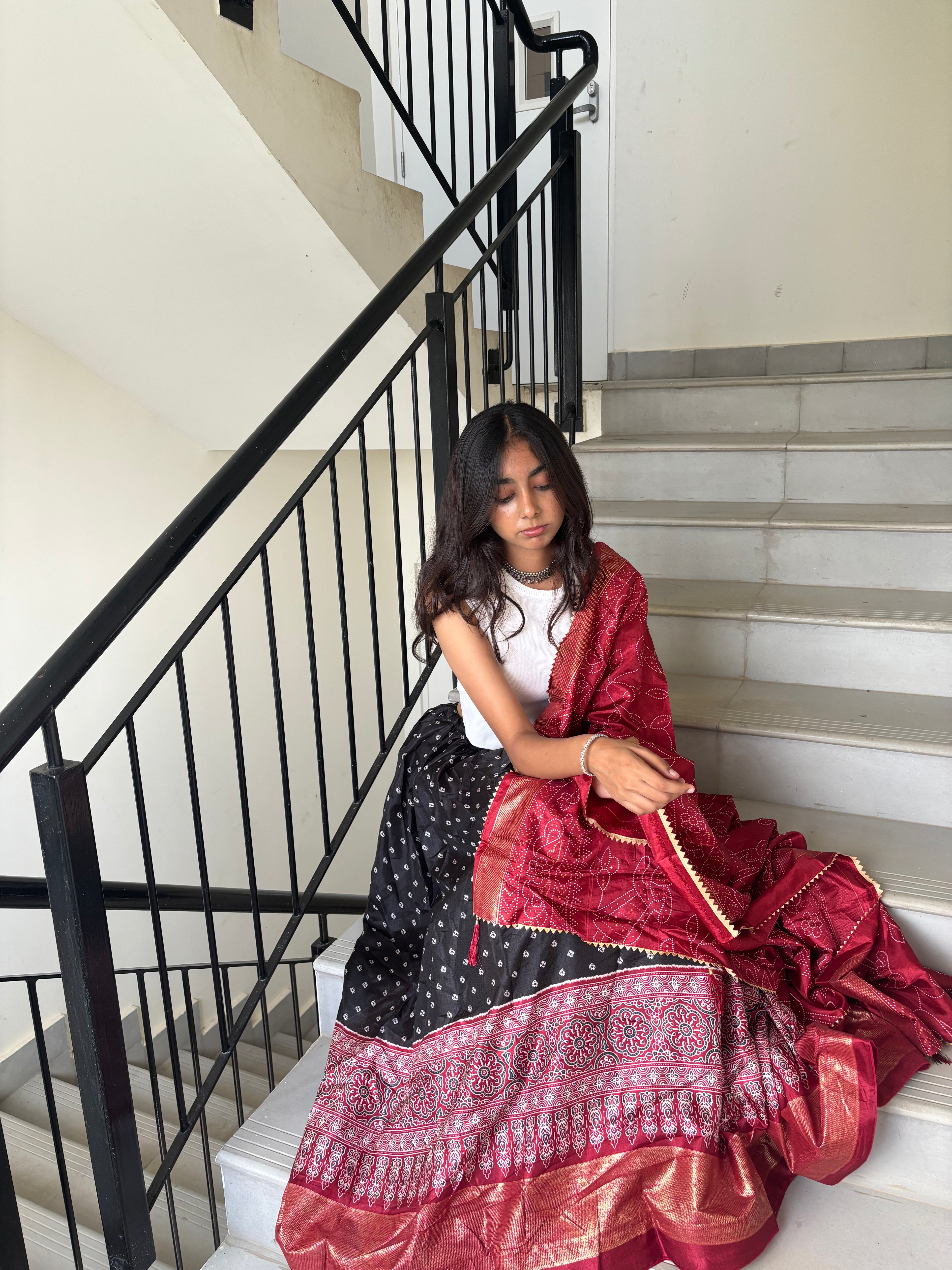 ZAVE - Regal Radiance Black & Maroon Chaniya Choli