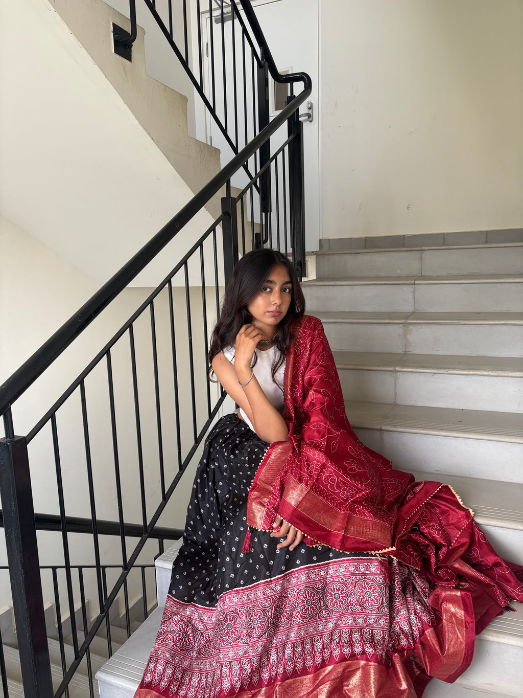 ZAVE - Regal Radiance Black & Maroon Chaniya Choli