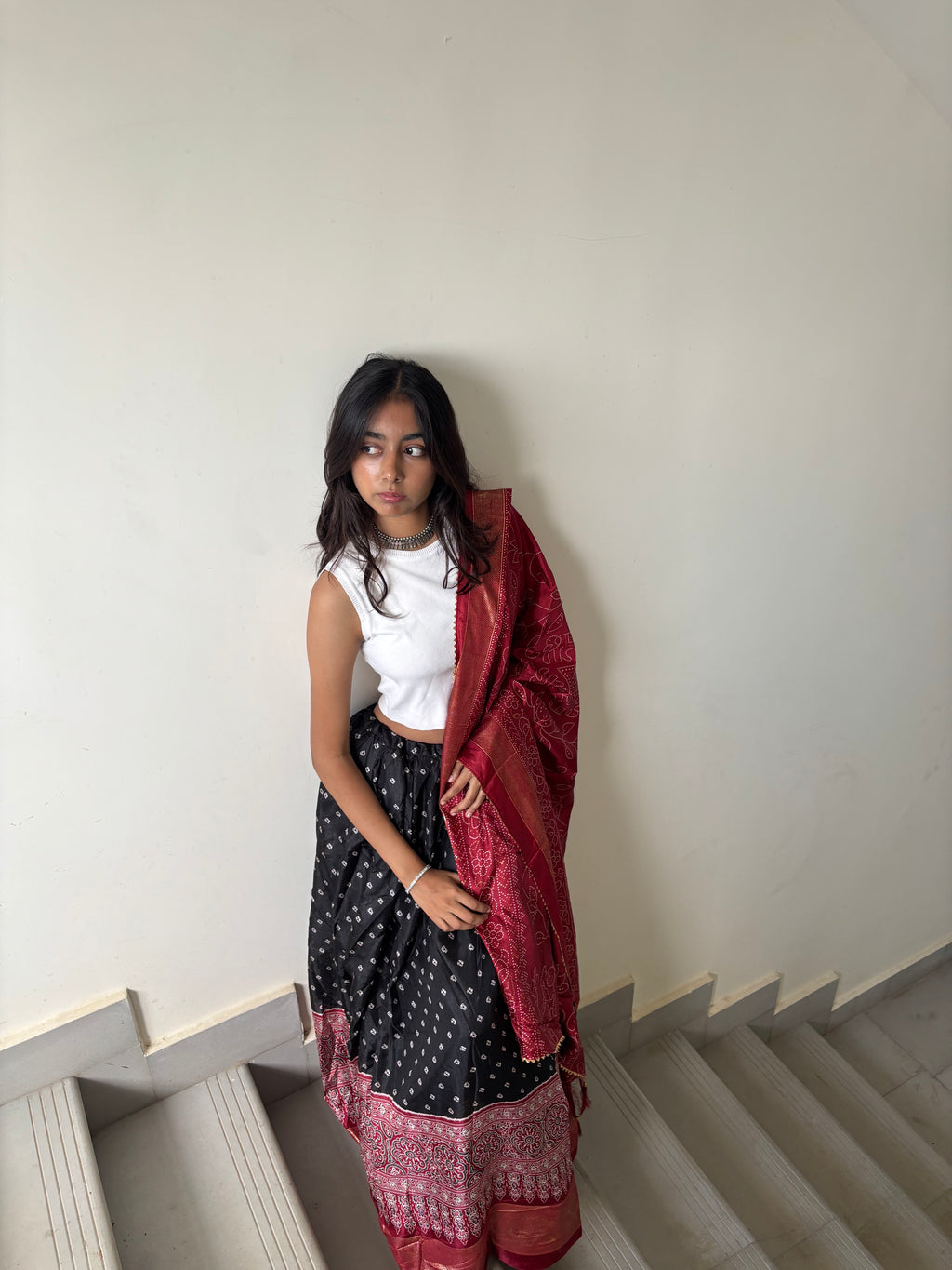 ZAVE - Regal Radiance Black & Maroon Chaniya Choli