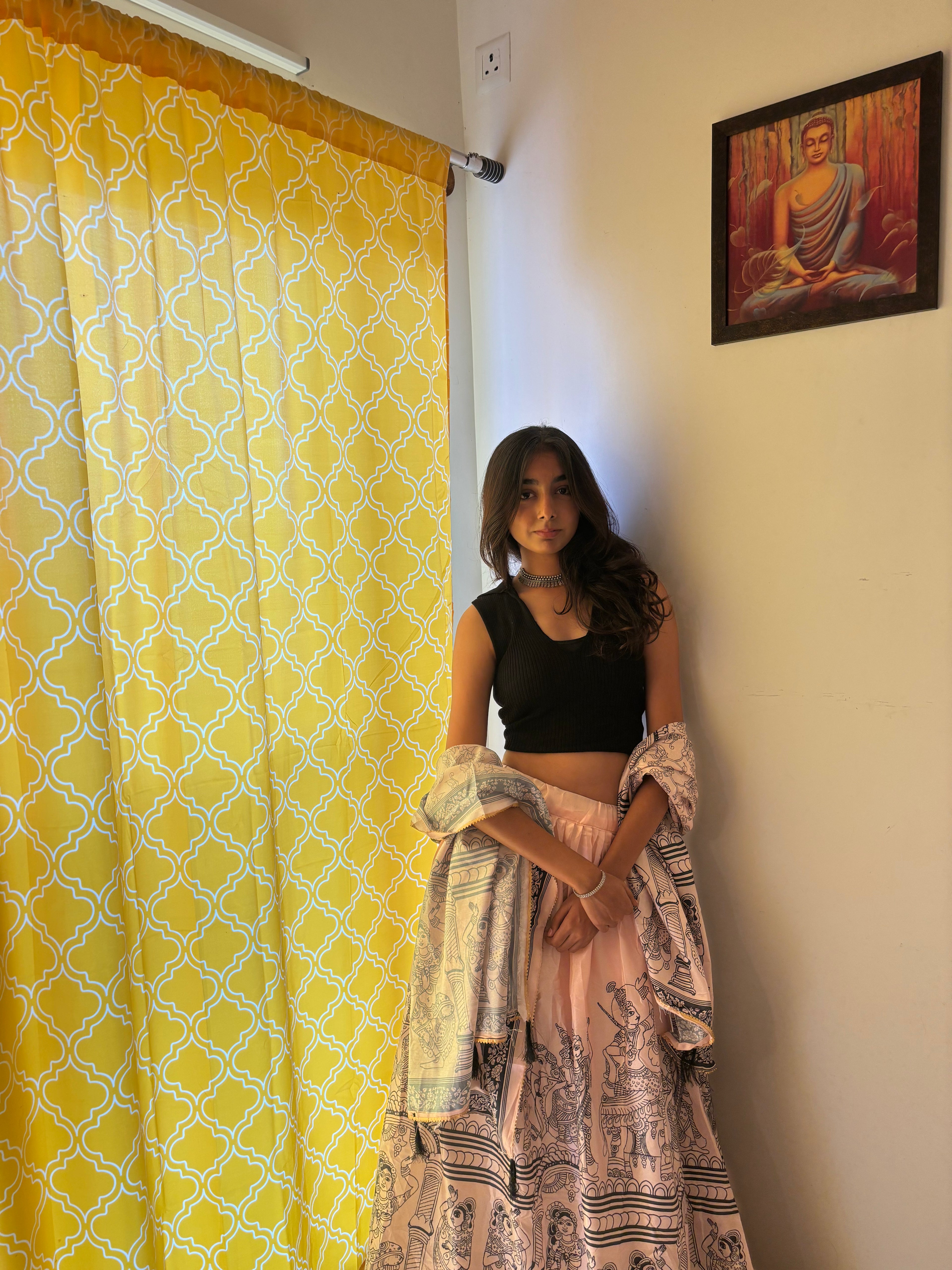 ZAVE - Graceful Pink Chaniya Choli with Foil Detailing
