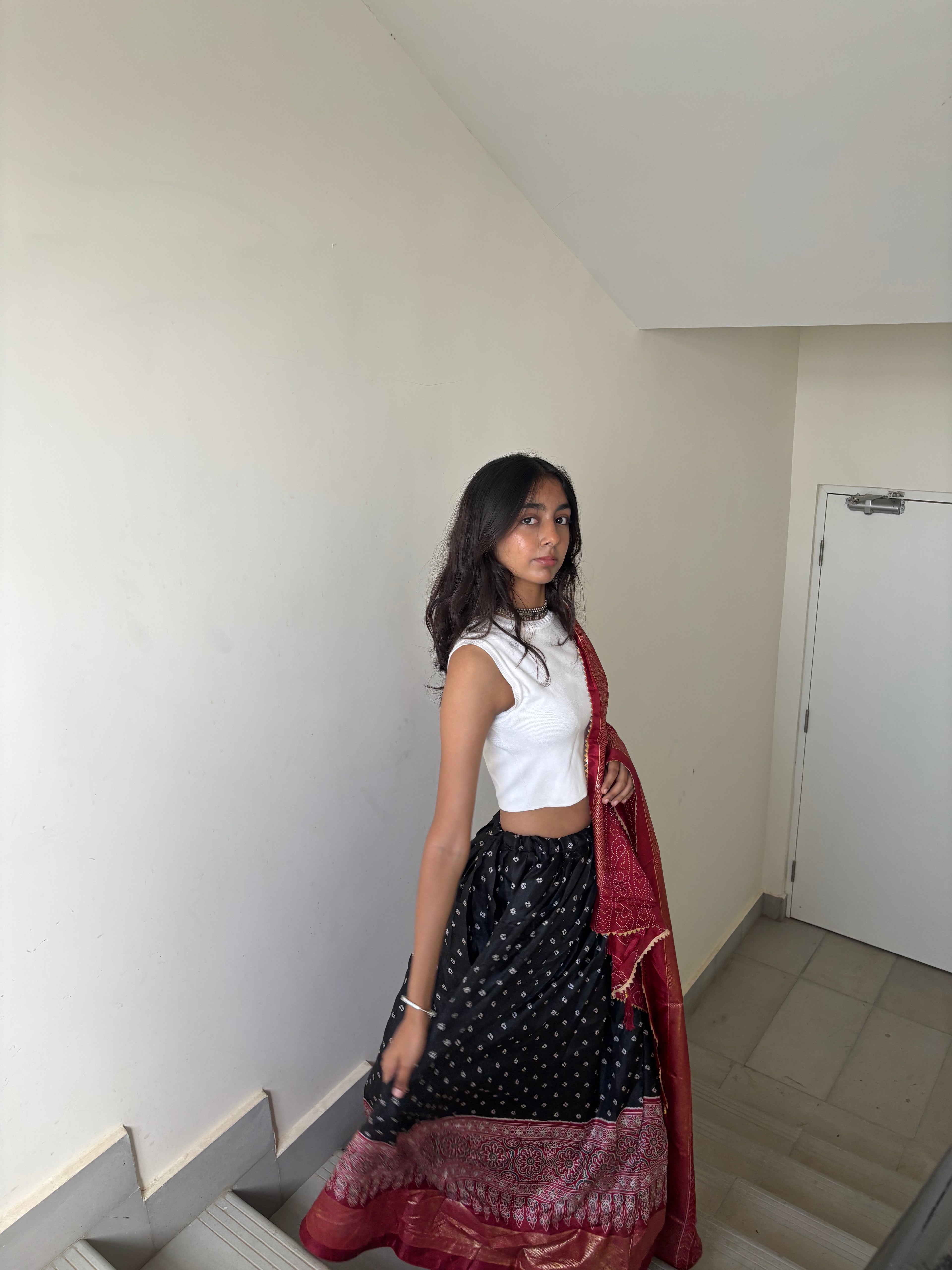 ZAVE - Regal Radiance Black & Maroon Chaniya Choli
