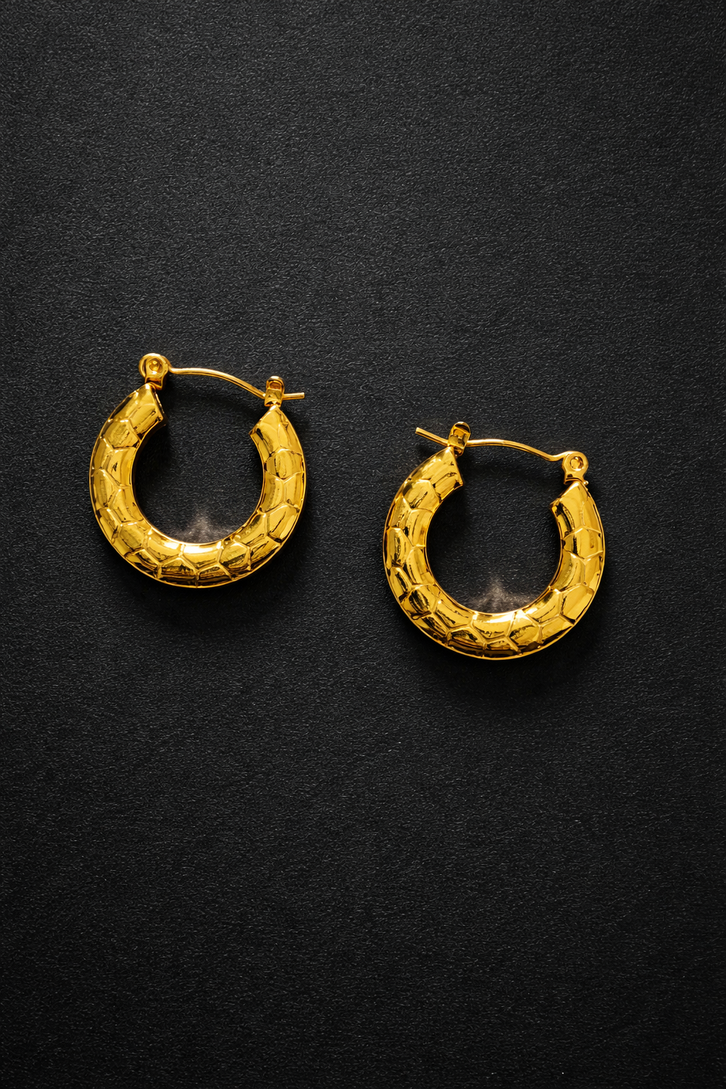 ZAVE Serpent Texture Gold Hoops