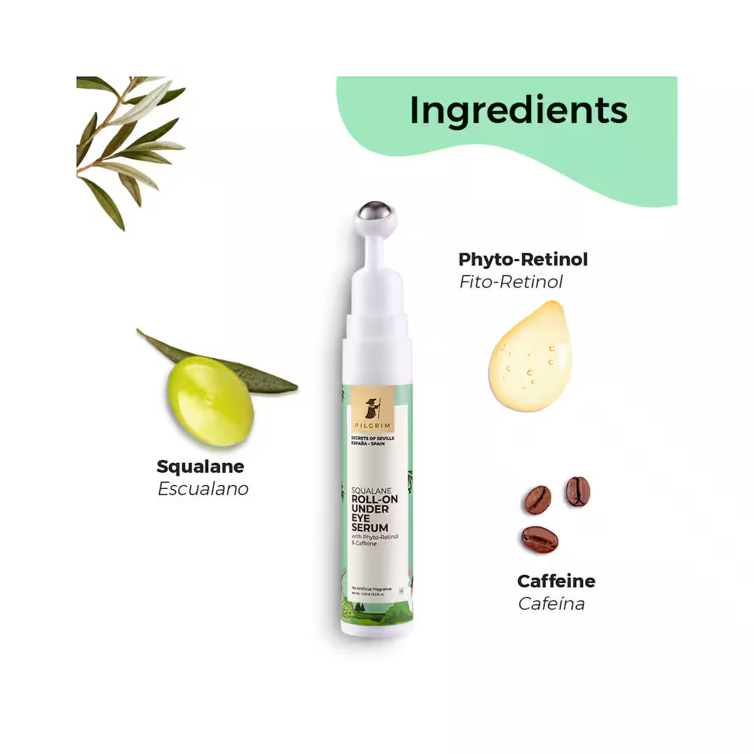 Pilgrim -  Squalane Roll-On Under Eye Eream Serum with Phyto-Retinol & Caffeine