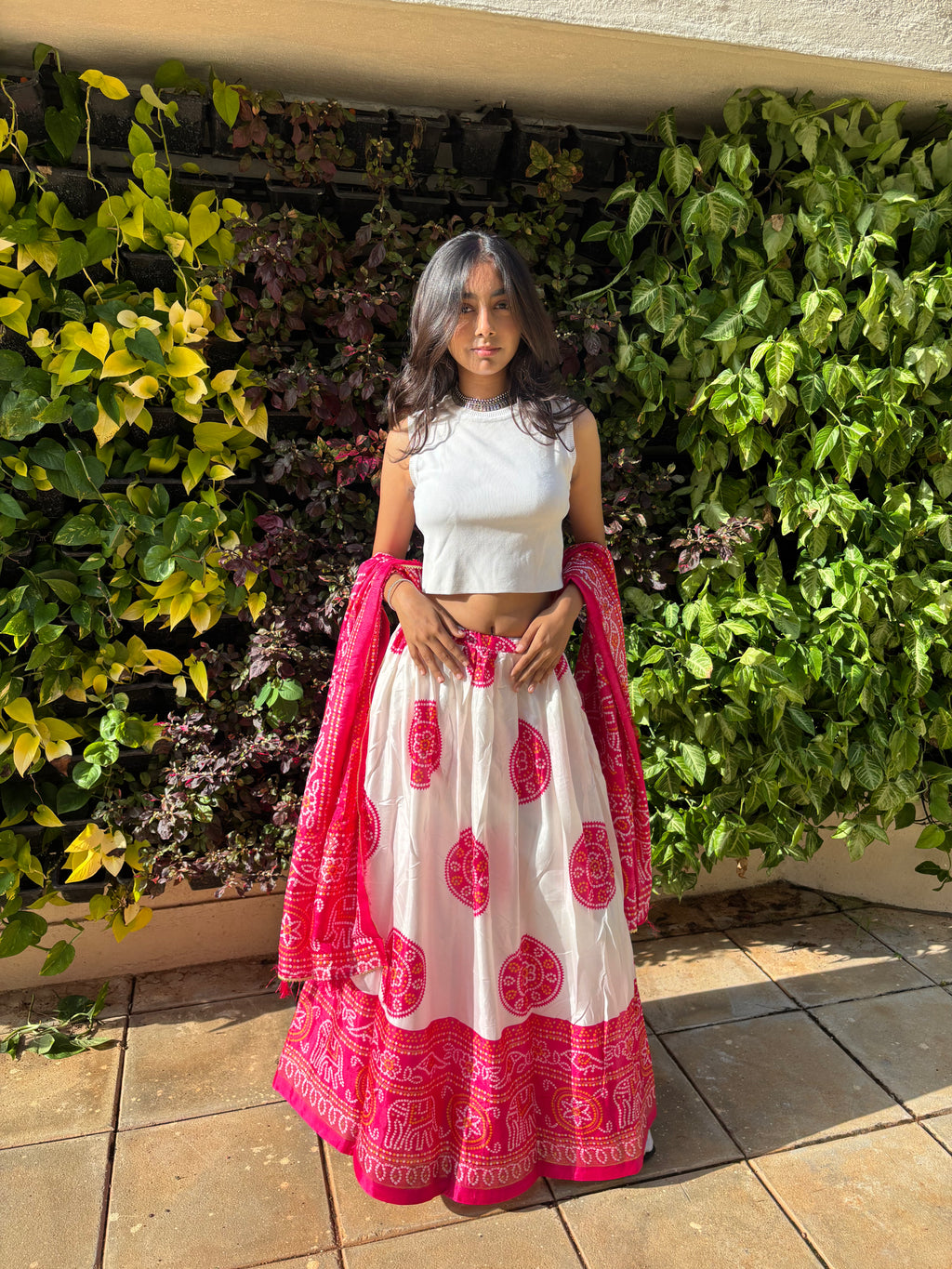 Graceful Blush Pink & White Chaniya Choli
