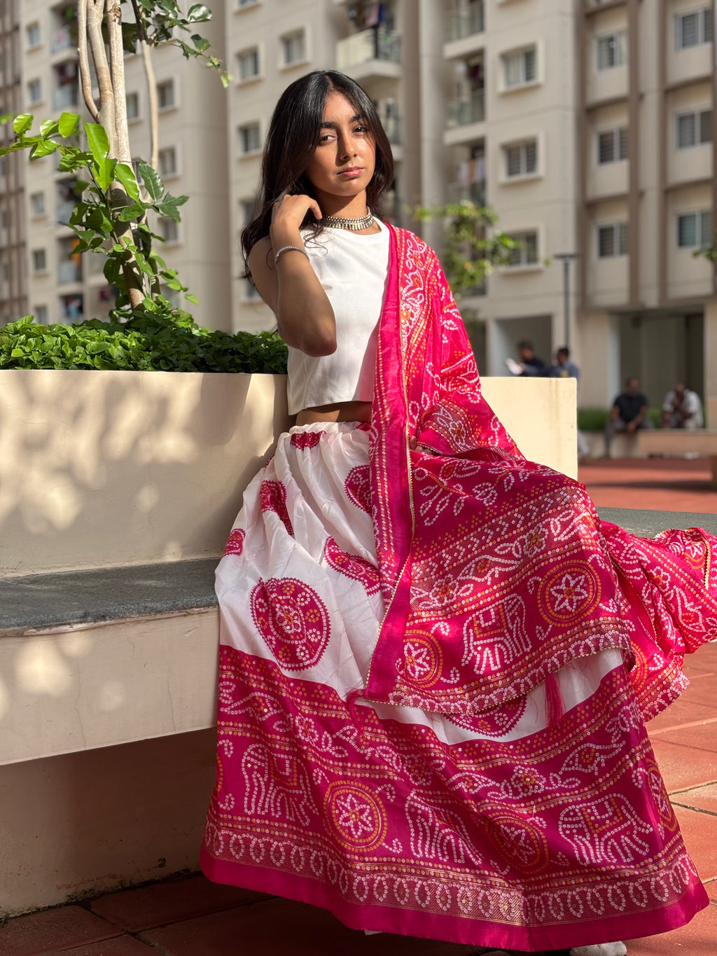 Graceful Blush Pink & White Chaniya Choli