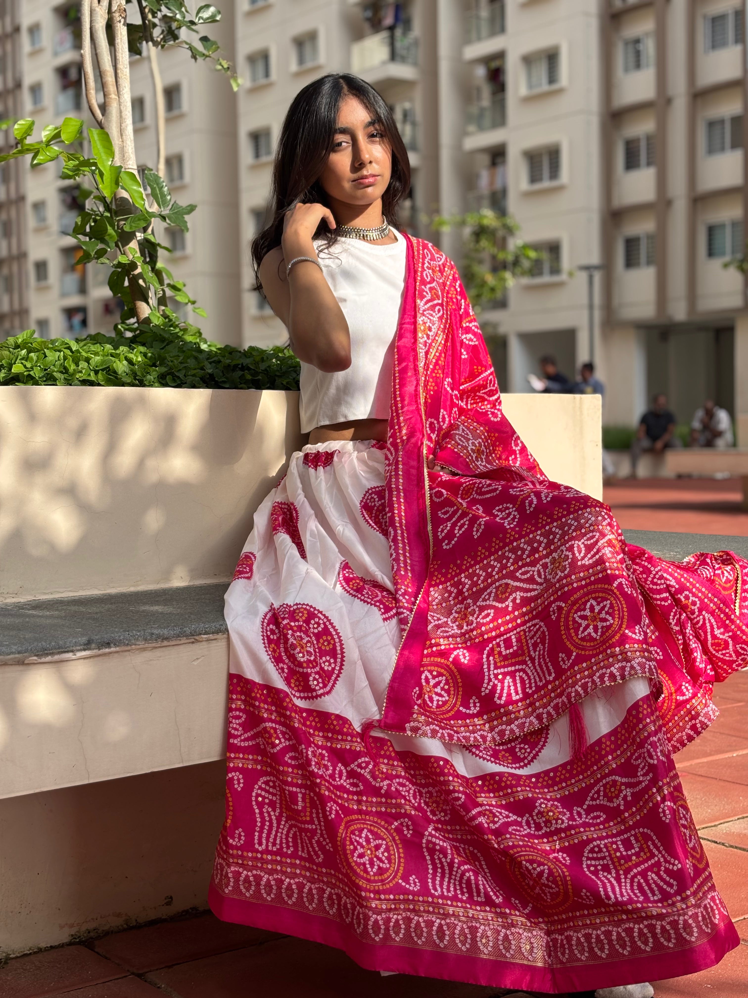 Graceful Blush Pink & White Chaniya Choli