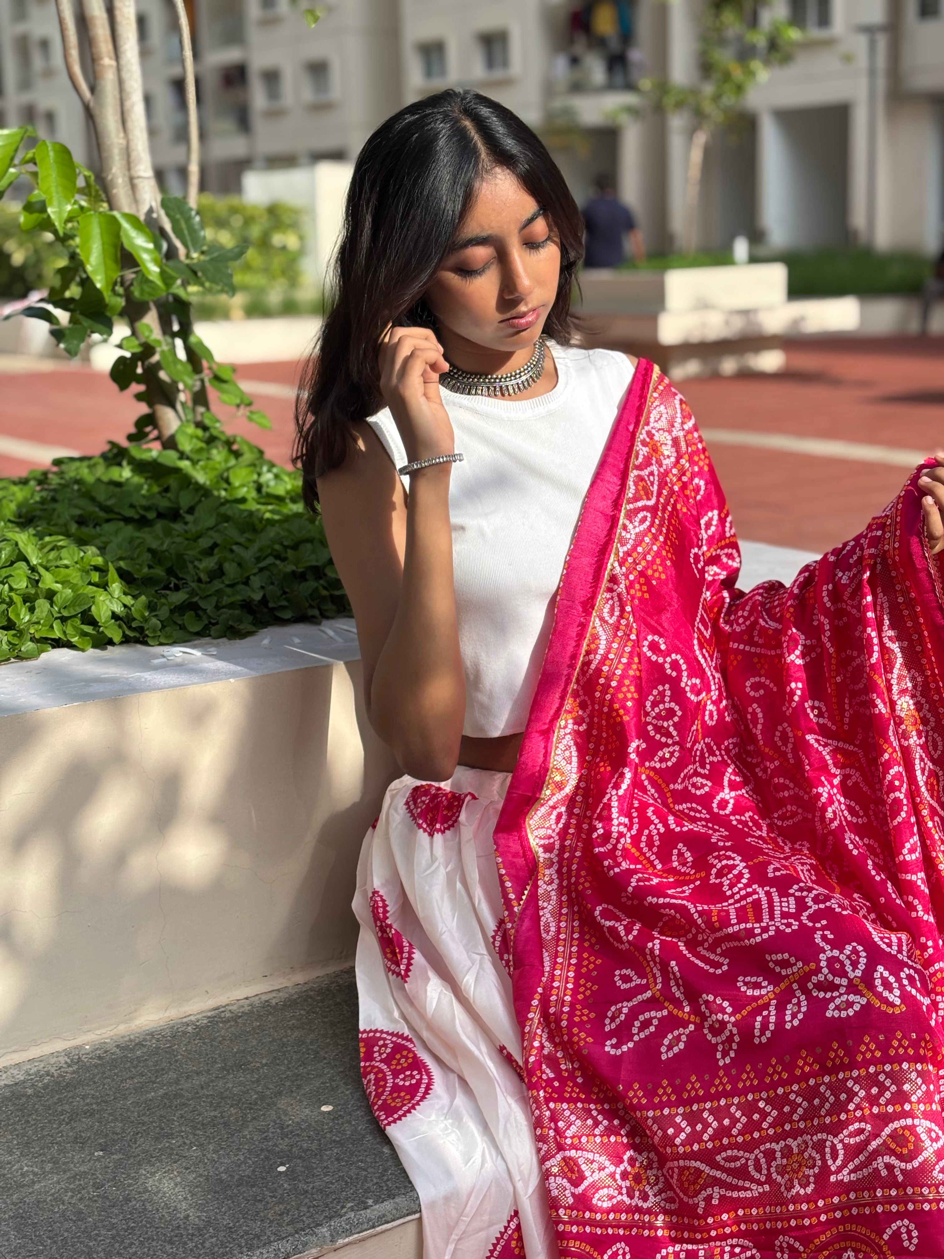 Graceful Blush Pink & White Chaniya Choli